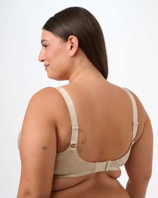 חזיית מינימייזר ללא ריפוד מבד זקארד  עם ברזלים - NUDE – תמונה 3