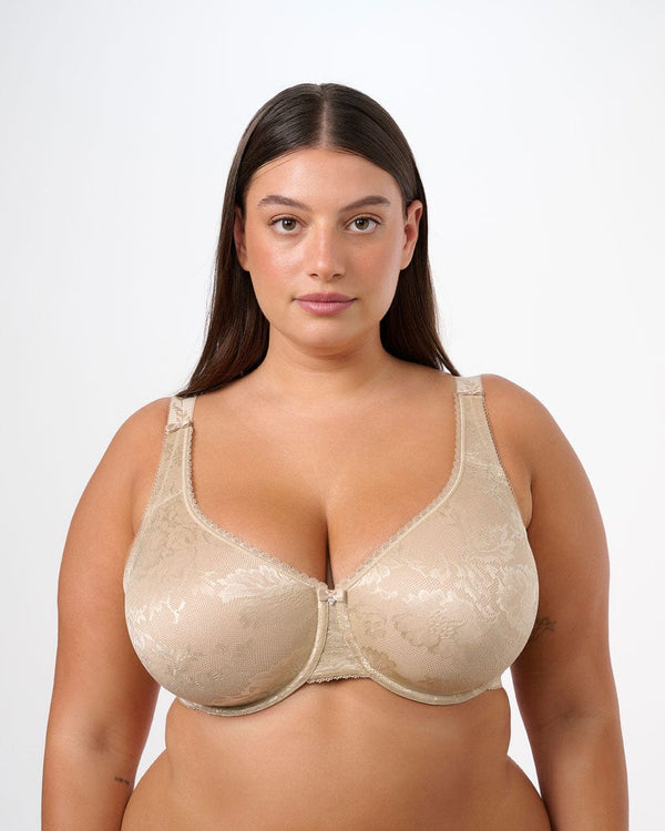 חזיית מינימייזר ללא ריפוד מבד זקארד  עם ברזלים - NUDE – תמונה 1