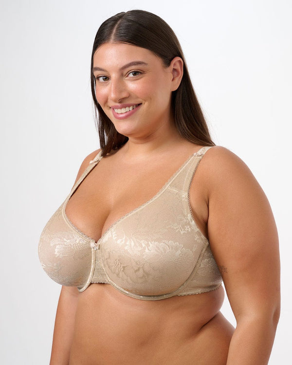 חזיית מינימייזר ללא ריפוד מבד זקארד  עם ברזלים - NUDE – תמונה 2