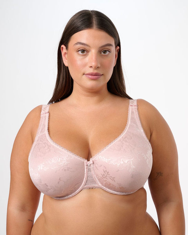 חזיית מינימייזר ללא ריפוד מבד זקארד  עם ברזלים - PINK – תמונה 1