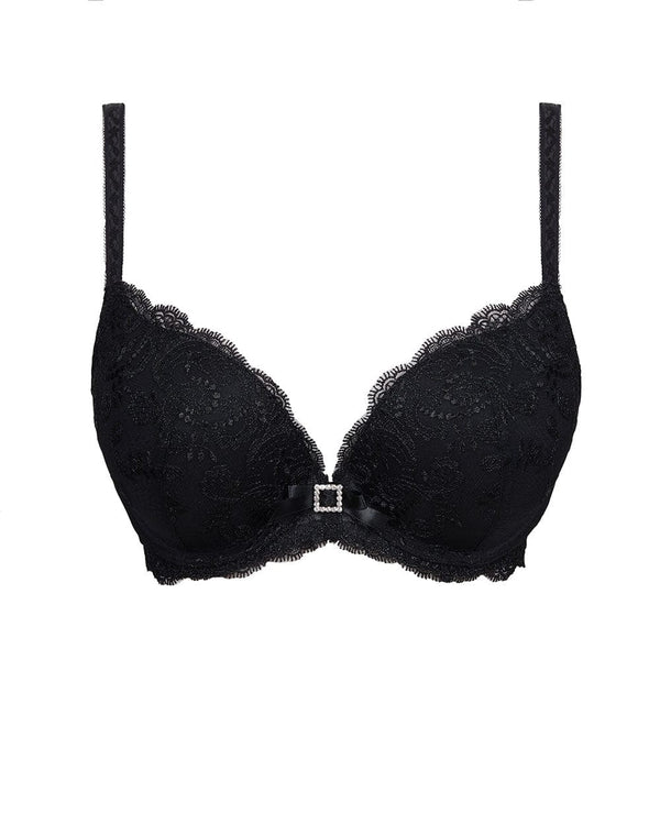 חזיית דאבל פוש אפ רקומה עם ברזלים - שחור – תמונה 4