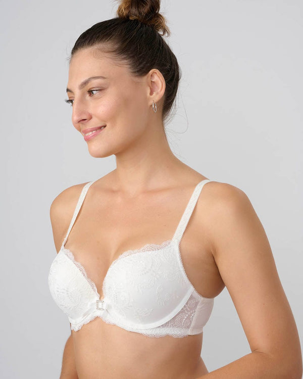 חזיית דאבל פוש אפ רקומה עם ברזלים