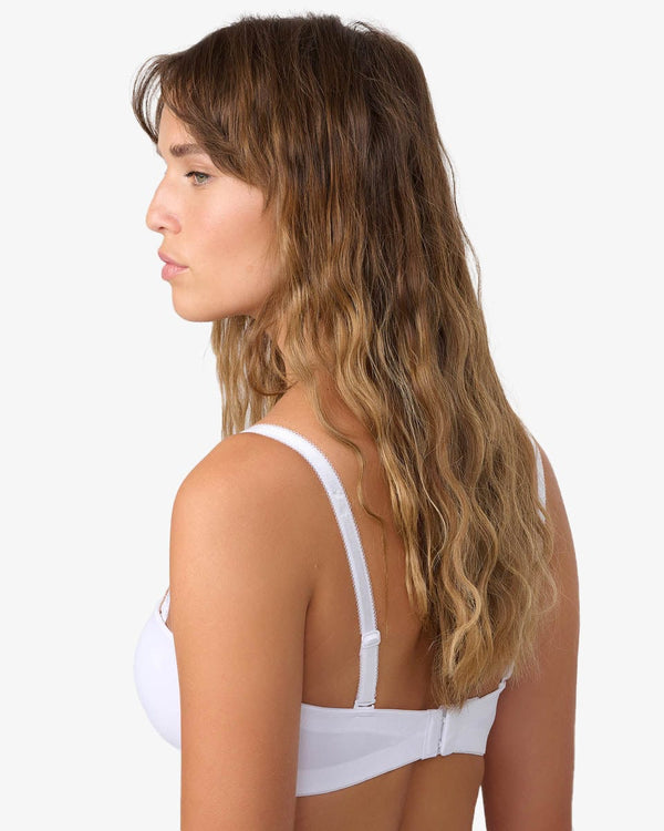 חזיית סטרפלס עם ברזלים בשילוב תחרה - WHITE – תמונה 3