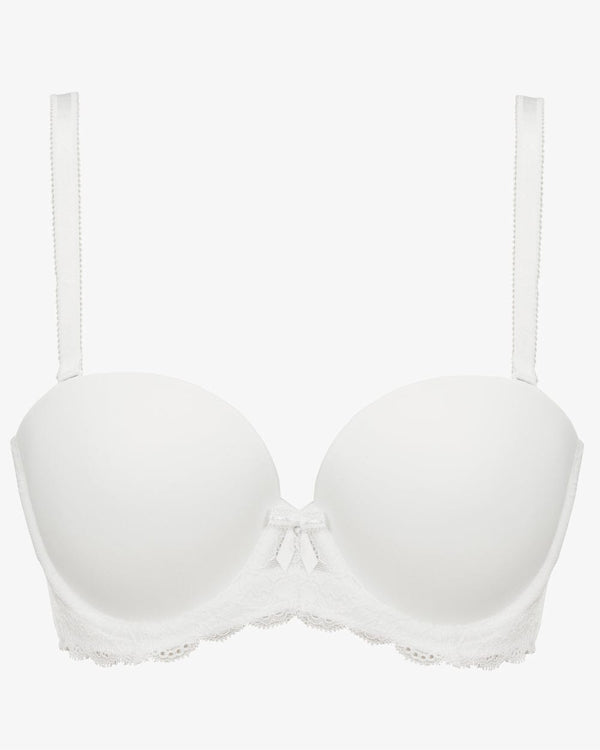 חזיית סטרפלס עם ברזלים בשילוב תחרה - WHITE – תמונה 4