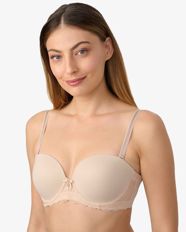 חזיית סטרפלס עם ברזלים בשילוב תחרה - NATURALE – תמונה 2