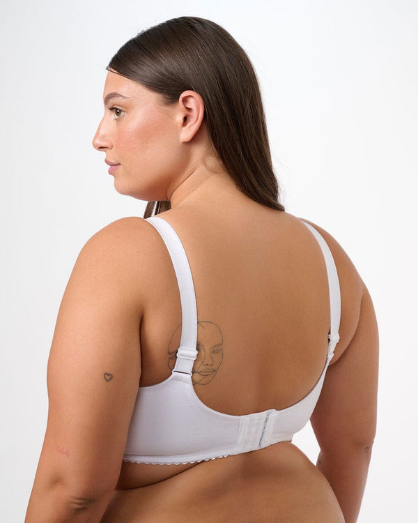 חזיית כותנה ללא ריפוד וללא ברזלים - WHITE – תמונה 3