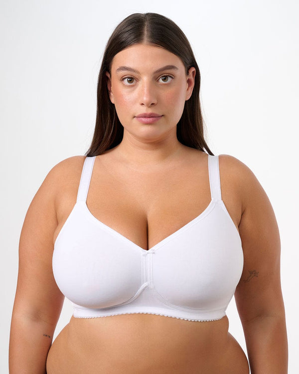 חזיית כותנה ללא ריפוד וללא ברזלים - WHITE – תמונה 1