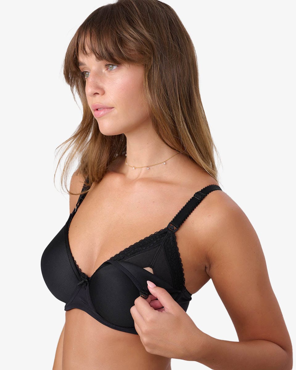 חזיית הנקה מריפוד ספייסר קל  עם ברזלים - BLACK – תמונה 2