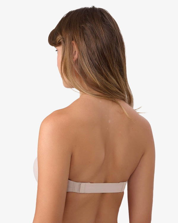 חזיית סטרפלס מרופדת עם ברזלים וגב סיליקון שקוף - NUDE – תמונה 5