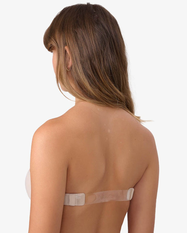 חזיית סטרפלס מרופדת עם ברזלים וגב סיליקון שקוף - NUDE – תמונה 3