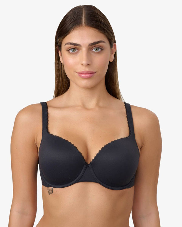 חזייה מרופדת בייסיק עם ברזלים מבדים רכים - BLACK – תמונה 1