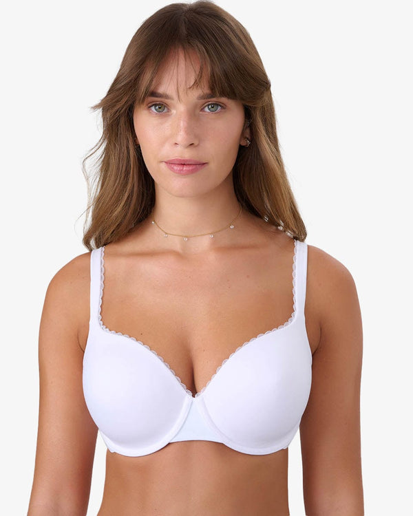 חזייה מרופדת בייסיק עם ברזלים מבדים רכים - IVORY – תמונה 1