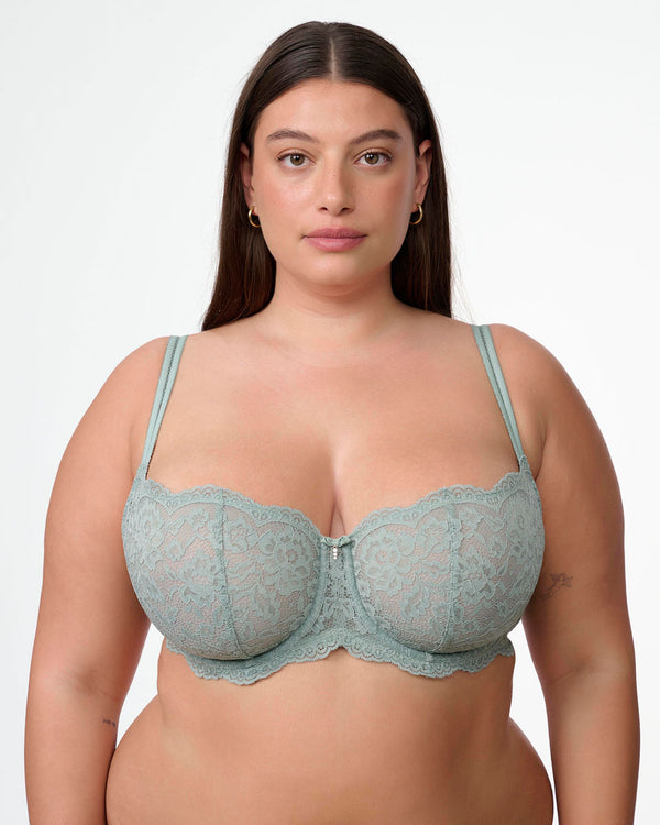 חזיית LUCIA  ללא ריפוד בגזרת בלקונט פתוחה מתחרת פרחים עשירה - BASIL