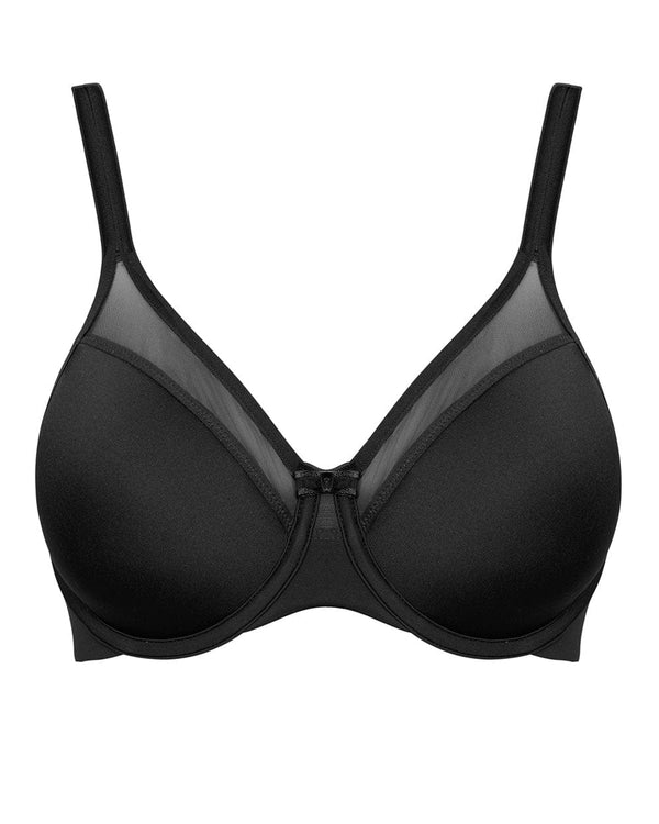 חזיית ספייסר עם ברזלים בשילוב בד רשת שקוף - BLACK – תמונה 4