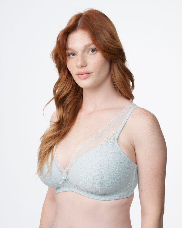 חזייה מרופדת ללא ברזלים בשילוב תחרה - MINERAL GREEN – תמונה 2