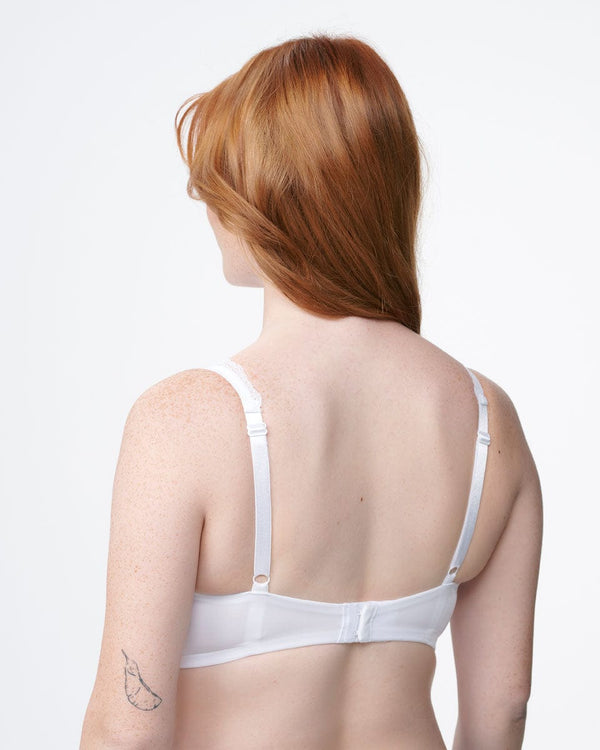 חזייה מרופדת ללא ברזלים בשילוב תחרה - WHITE – תמונה 3