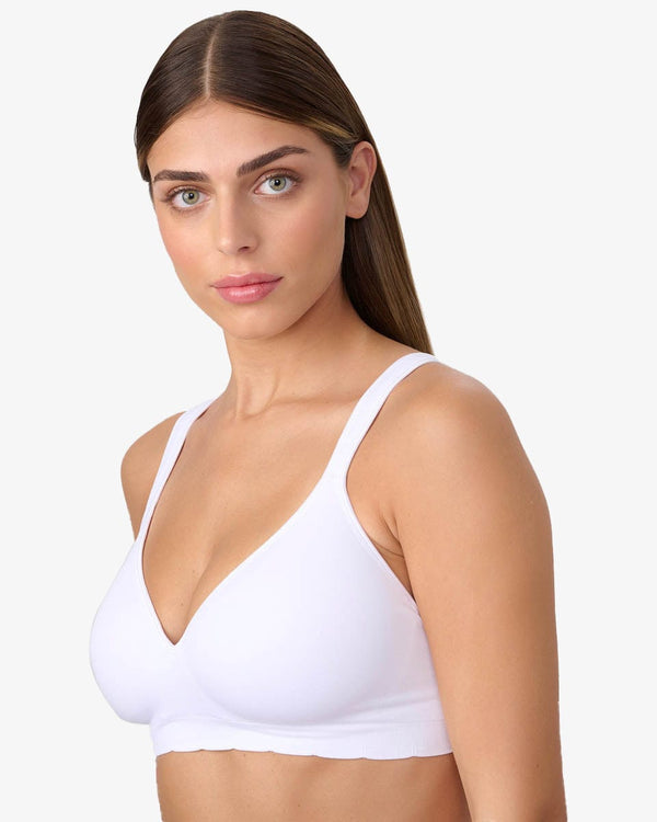 חזיית סימלס מרופדת ללא ברזלים עם כתפיות מתרחבות - WHITE – תמונה 2