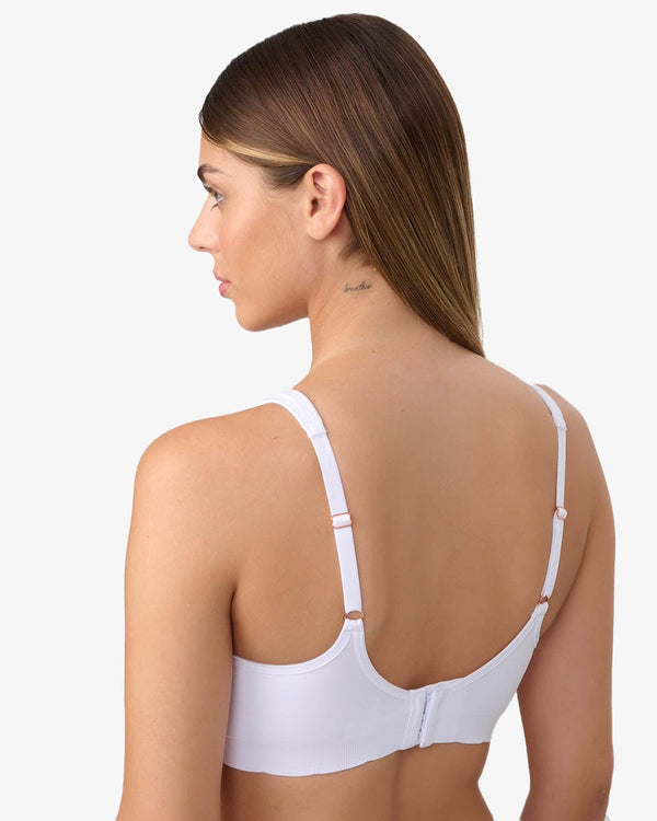 חזיית סימלס מרופדת ללא ברזלים עם כתפיות מתרחבות - WHITE – תמונה 3