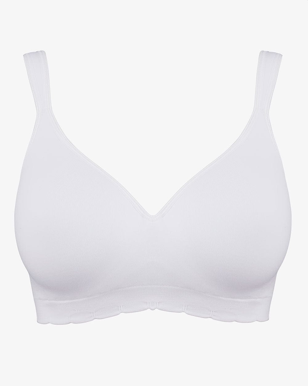 חזיית סימלס מרופדת ללא ברזלים עם כתפיות מתרחבות - WHITE – תמונה 4