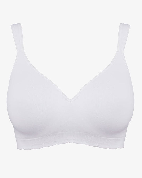 חזיית סימלס מרופדת ללא ברזלים עם כתפיות מתרחבות - WHITE – תמונה 4