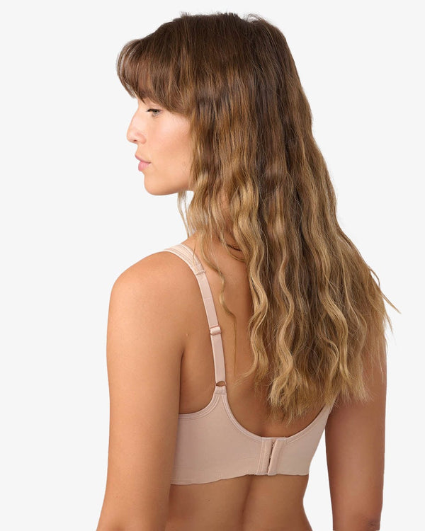 חזיית סימלס מרופדת ללא ברזלים עם כתפיות מתרחבות - NUDE – תמונה 3