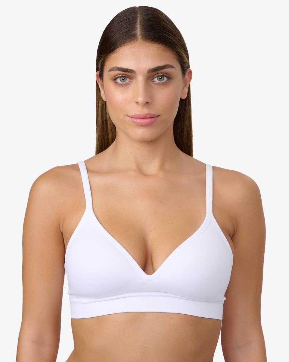 חזיית סימלס מרופדת ללא ברזלים בגזרת משולשים - WHITE – תמונה 1