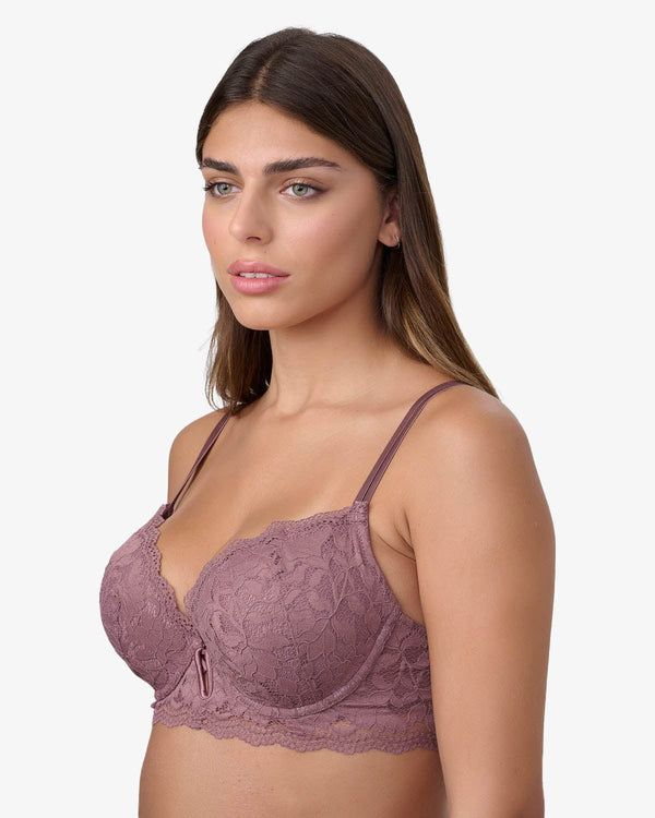 חזיית פוש אפ עם ברזלים בשילוב תחרה - DESERT ROSE – תמונה 2