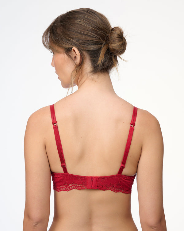 חזיית פוש אפ עם ברזלים בשילוב תחרה - RUBY RED – תמונה 3