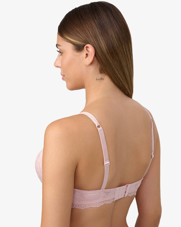 חזיית פוש אפ עם ברזלים בשילוב תחרה - LIGHT PINK – תמונה 3