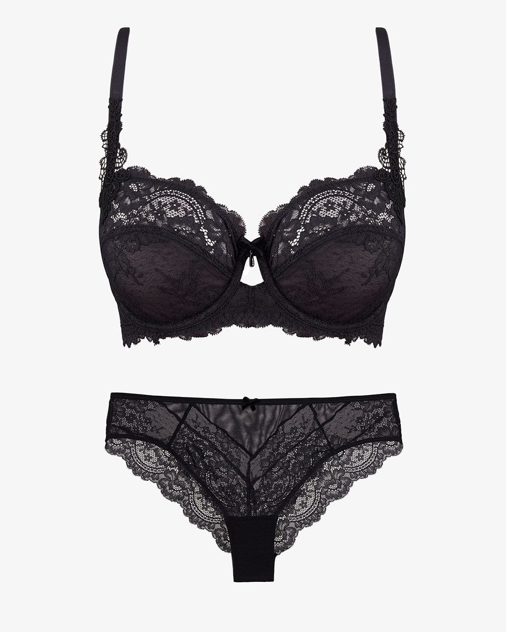 חזייה ללא ריפוד עם ברזלים מתחרת פרחים מעודנת - BLACK – תמונה 5