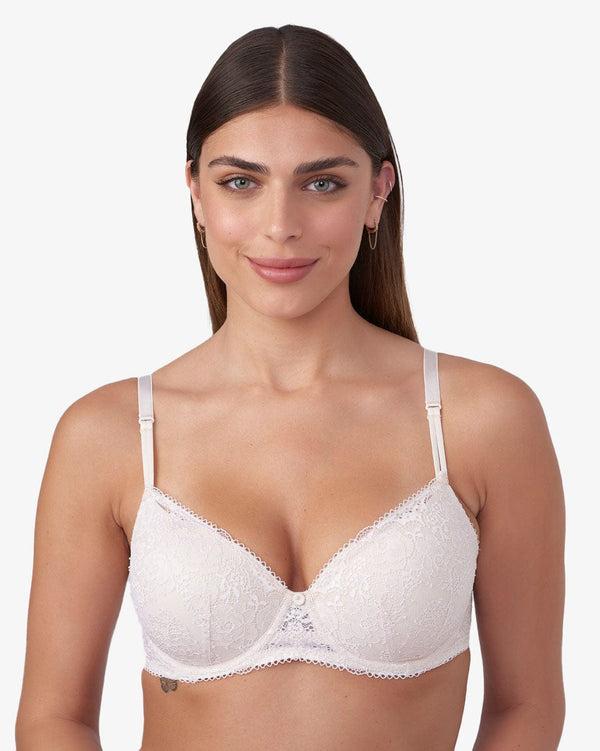 חזייה מרופדת עם ברזלים מתחרת פרחים בוהקת - OATMEAL – תמונה 1