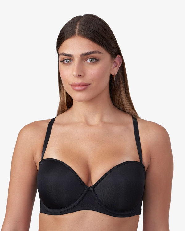 חזיית סטרפלס  מרופדת עם ברזלים - BLACK – תמונה 2