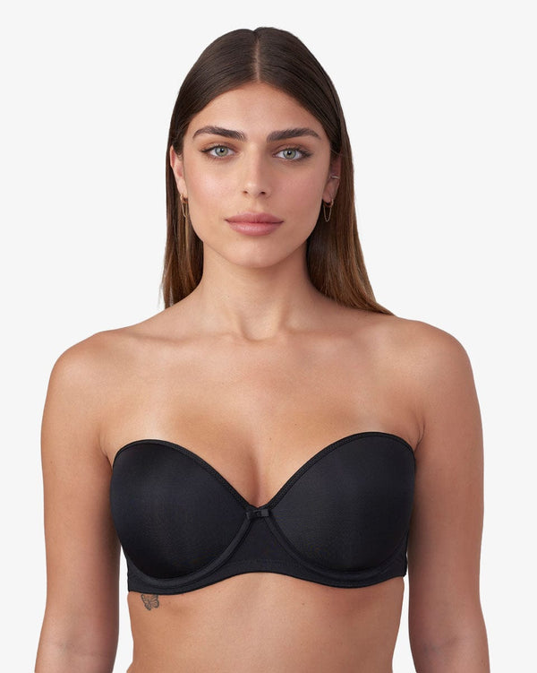 חזיית סטרפלס  מרופדת עם ברזלים - BLACK – תמונה 1