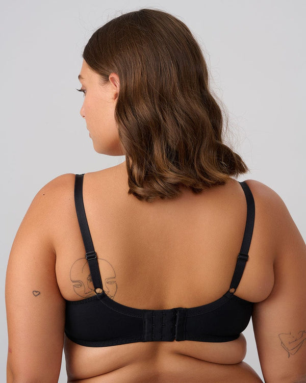 חזייה רקומה חצי מרופדת למידות גדולות - BLACK – תמונה 3