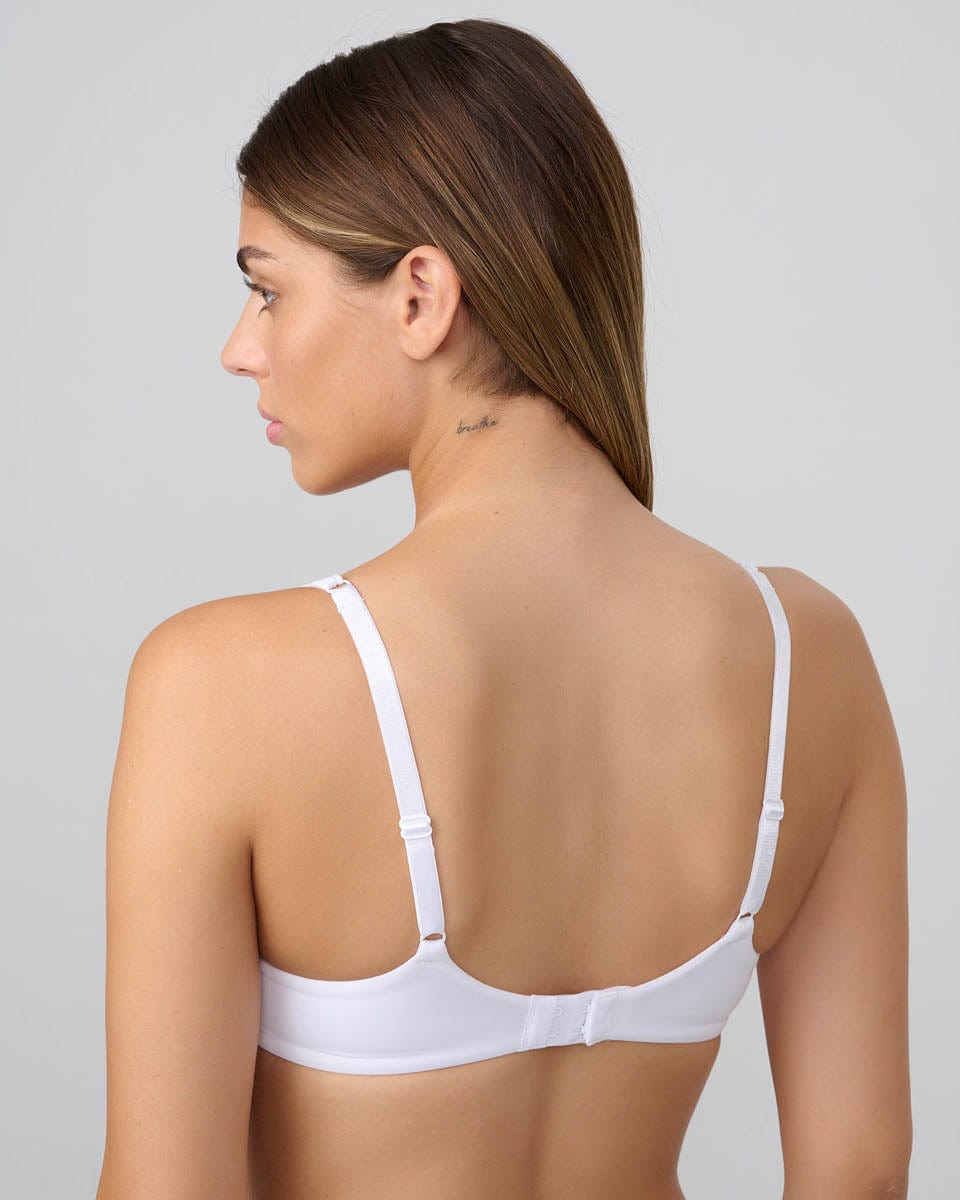 חזיית בייסיק מרופדת עם ברזלים מבד רך ומוברש - WHITE – תמונה 3