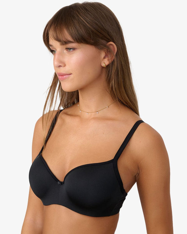 חזייה מרופדת עם ברזלים  נסתרים מכוסים מבד מבריק - BLACK – תמונה 2