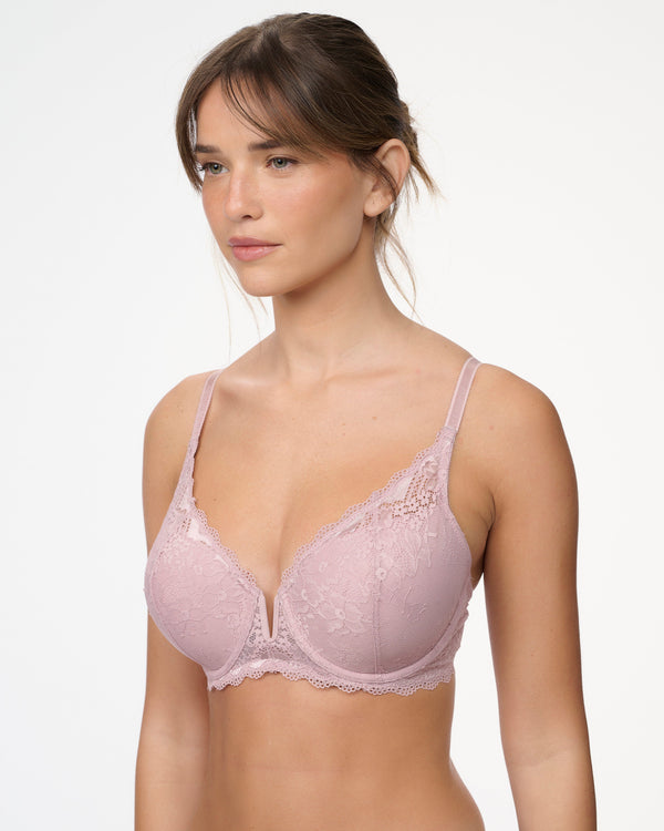 חזייה מרופדת עם ברזלים ומפתח וי - LIGHT PURPLE – תמונה 2