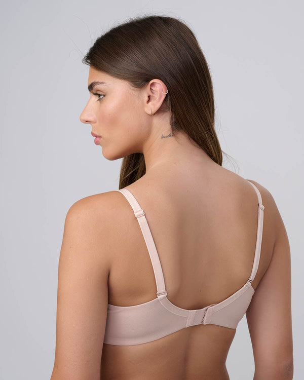 חזיה מרופדת עם ברזלים ומפתח עמוק חלקה - NUDE – תמונה 3