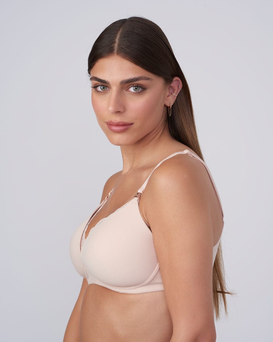 חזיה מרופדת עם ברזלים ומפתח עמוק חלקה - NUDE – תמונה 2
