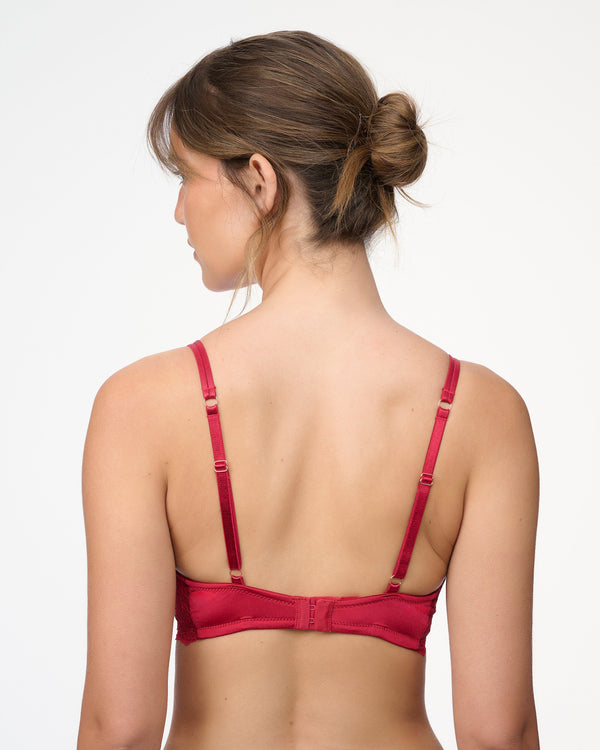 חזייה מרופדת עם ברזלים  מתחרה עדינה ודקה - RUBY RED – תמונה 3