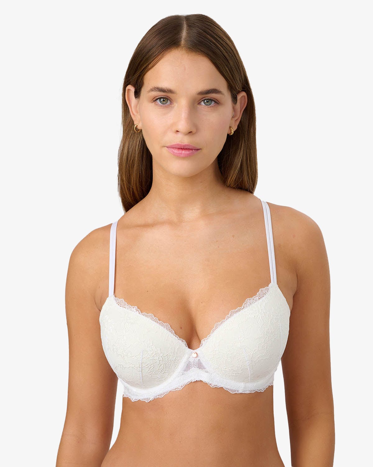 חזייה מרופדת עם ברזלים  מתחרה עדינה ודקה - IVORY – תמונה 1