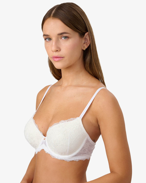 חזייה מרופדת עם ברזלים  מתחרה עדינה ודקה - IVORY – תמונה 2