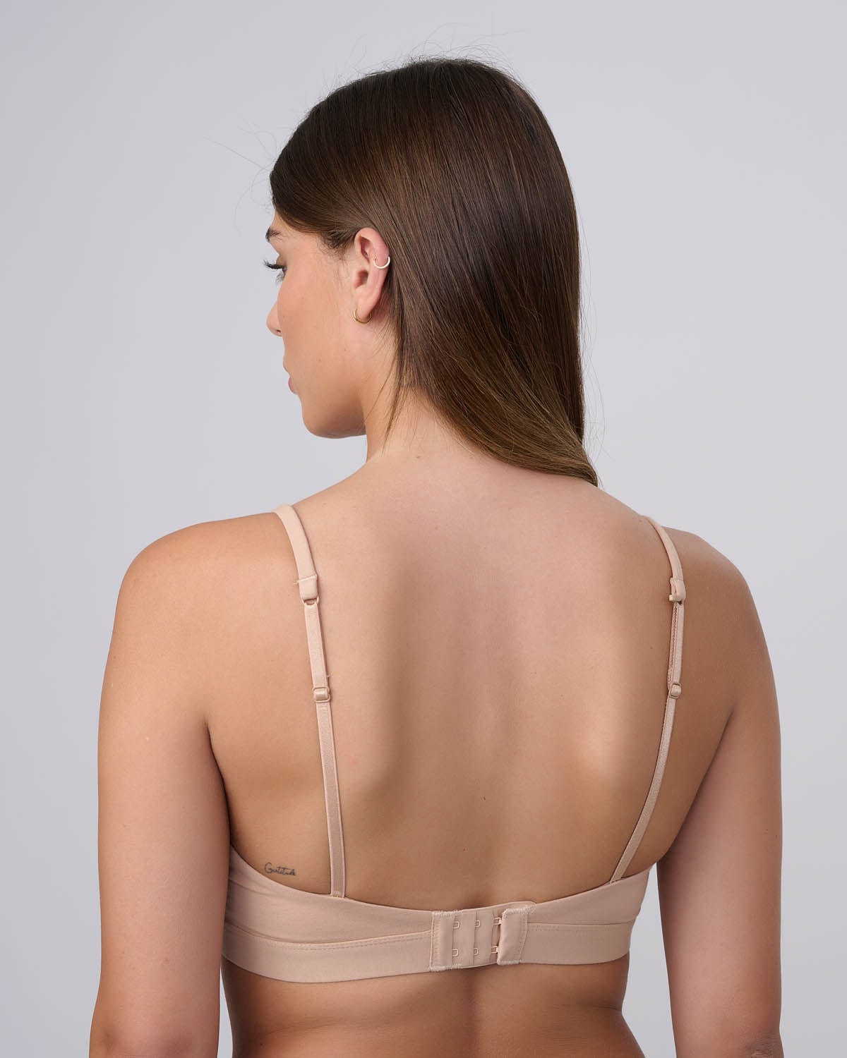 חזייה מרופדת ללא ברזלים מכותנה אלסטן משובחת - NUDE – תמונה 3