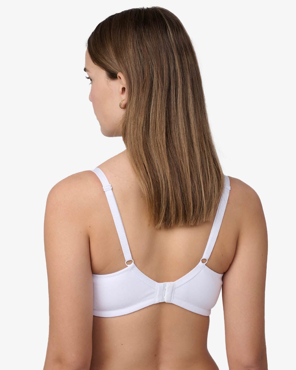 חזייה ללא ריפוד וללא ברזלים מכותנה אלסטית - WHITE – תמונה 3