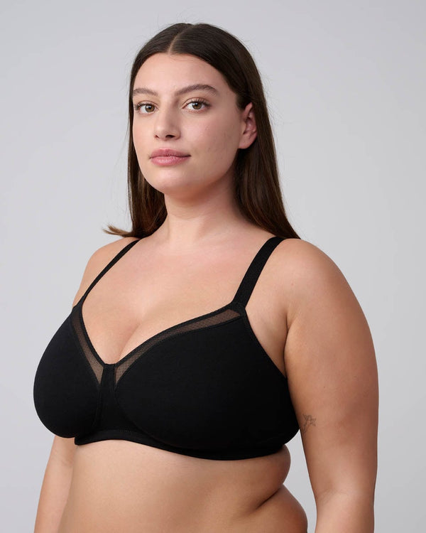 חזייה ללא ריפוד וללא ברזלים מכותנה אלסטית