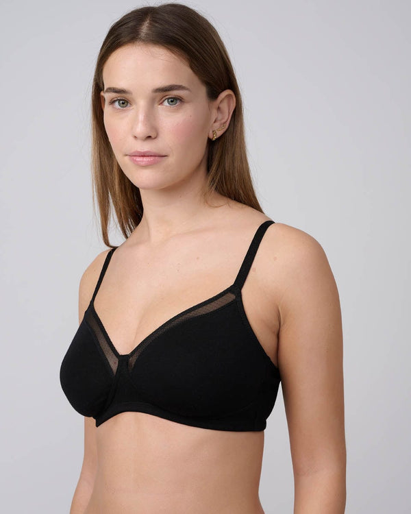 חזייה ללא ריפוד וללא ברזלים מכותנה אלסטית