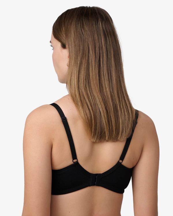 חזייה ללא ריפוד וללא ברזלים מכותנה אלסטית - BLACK – תמונה 3