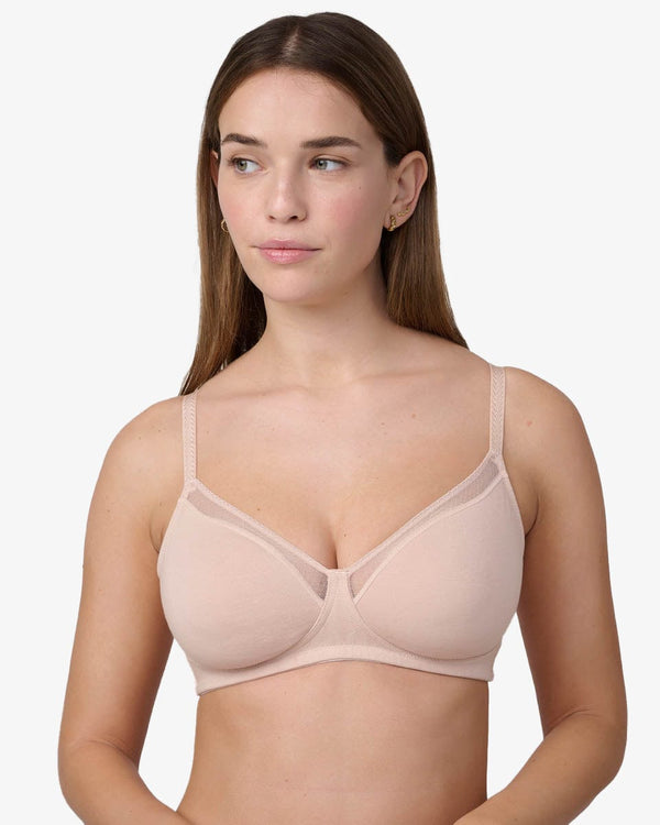 חזייה ללא ריפוד וללא ברזלים מכותנה אלסטית - NUDE – תמונה 1