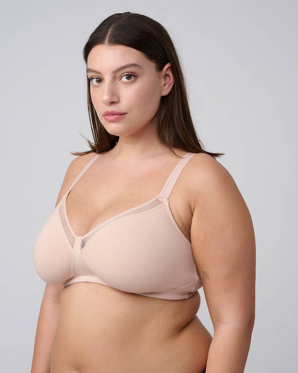 חזייה ללא ריפוד וללא ברזלים מכותנה אלסטית