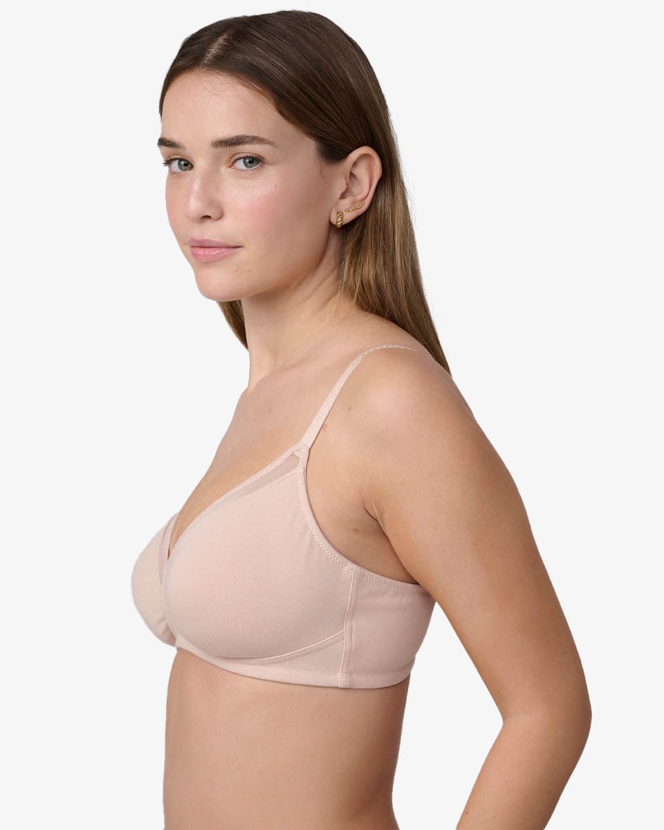 חזייה ללא ריפוד וללא ברזלים מכותנה אלסטית - NUDE – תמונה 2